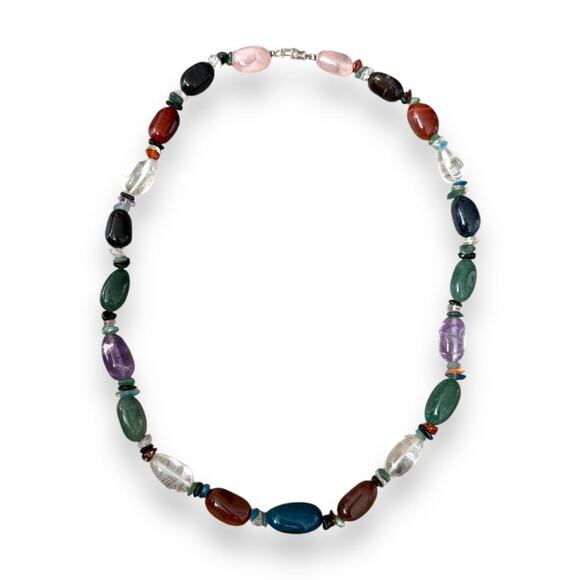 VINTAGE SEMI PRECIOUS BEAD NECKLACE 22 inch - Picture 1 of 6